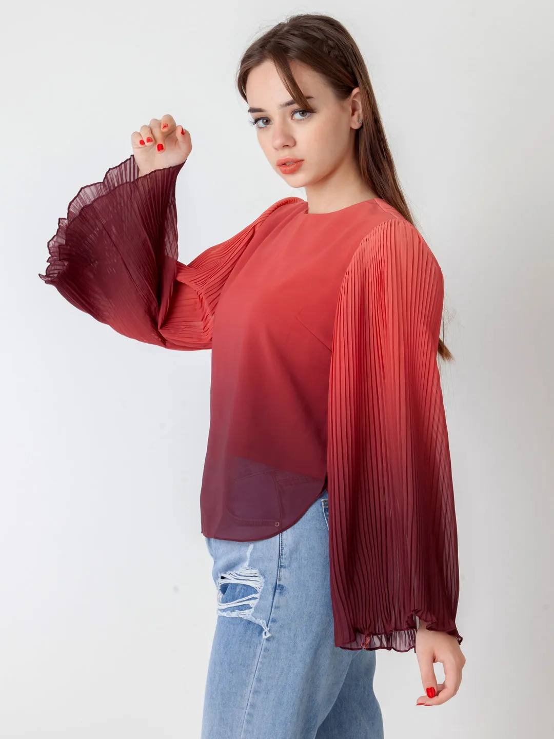 Red Printed Regular Top