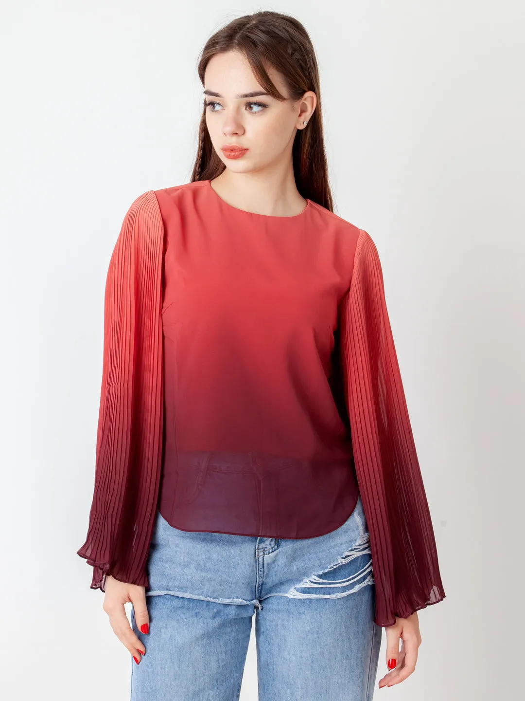 Red Printed Regular Top