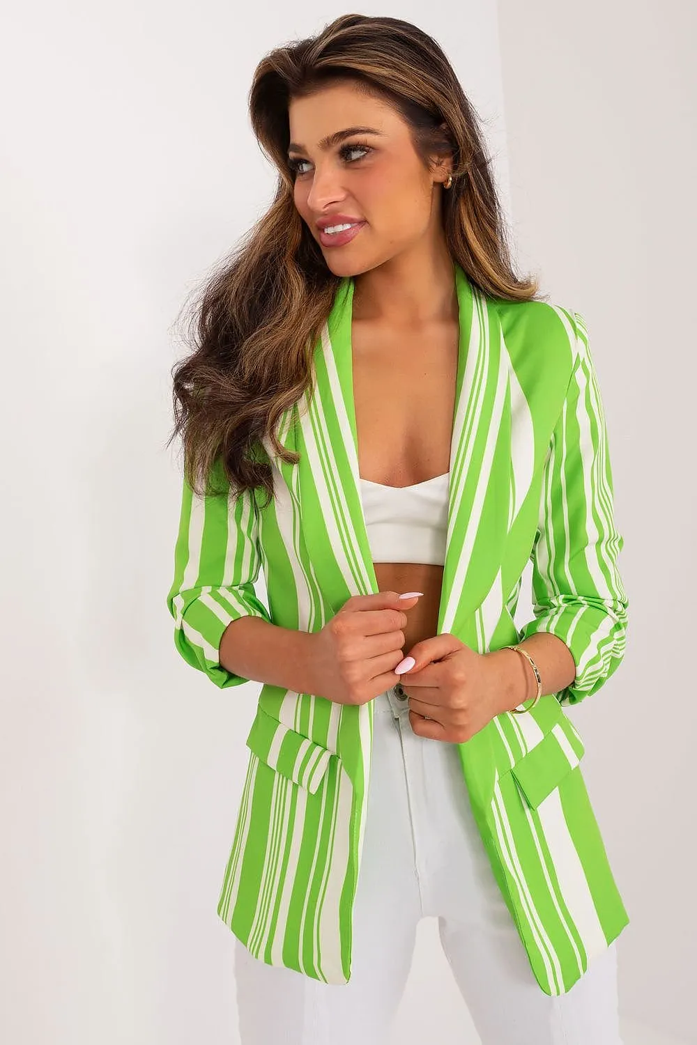 Relaxed Stripe 3/4 Sleeve Jacket