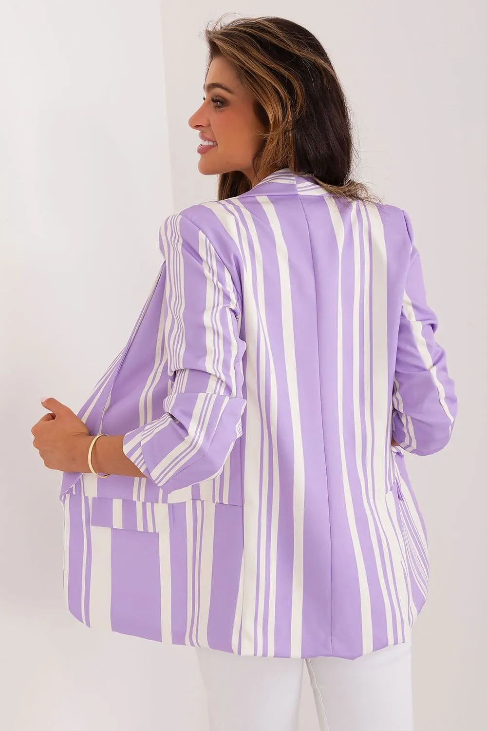 Relaxed Stripe 3/4 Sleeve Jacket