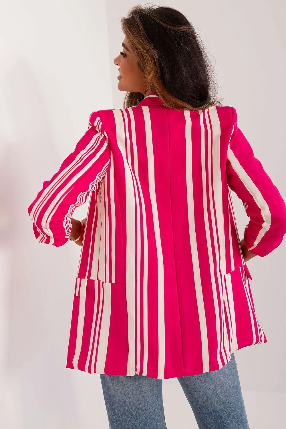 Relaxed Stripe 3/4 Sleeve Jacket