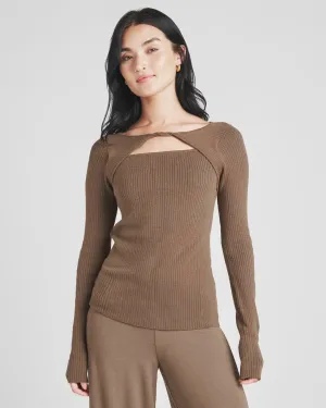 Ribbed Loopknit LYR Twist-Front Top