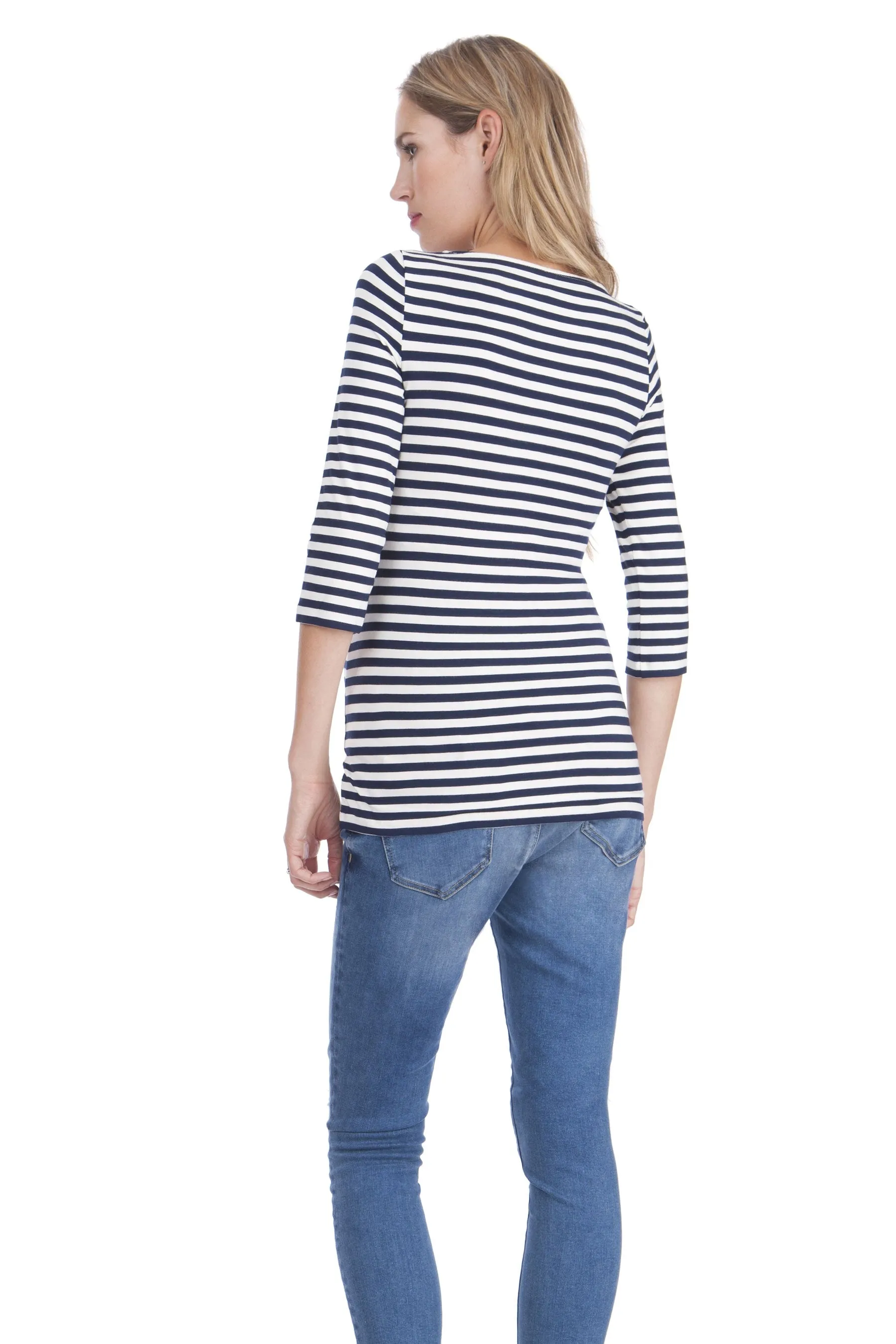 Seraphine Laina ¾ Sleeve Striped Maternity & Nursing Top