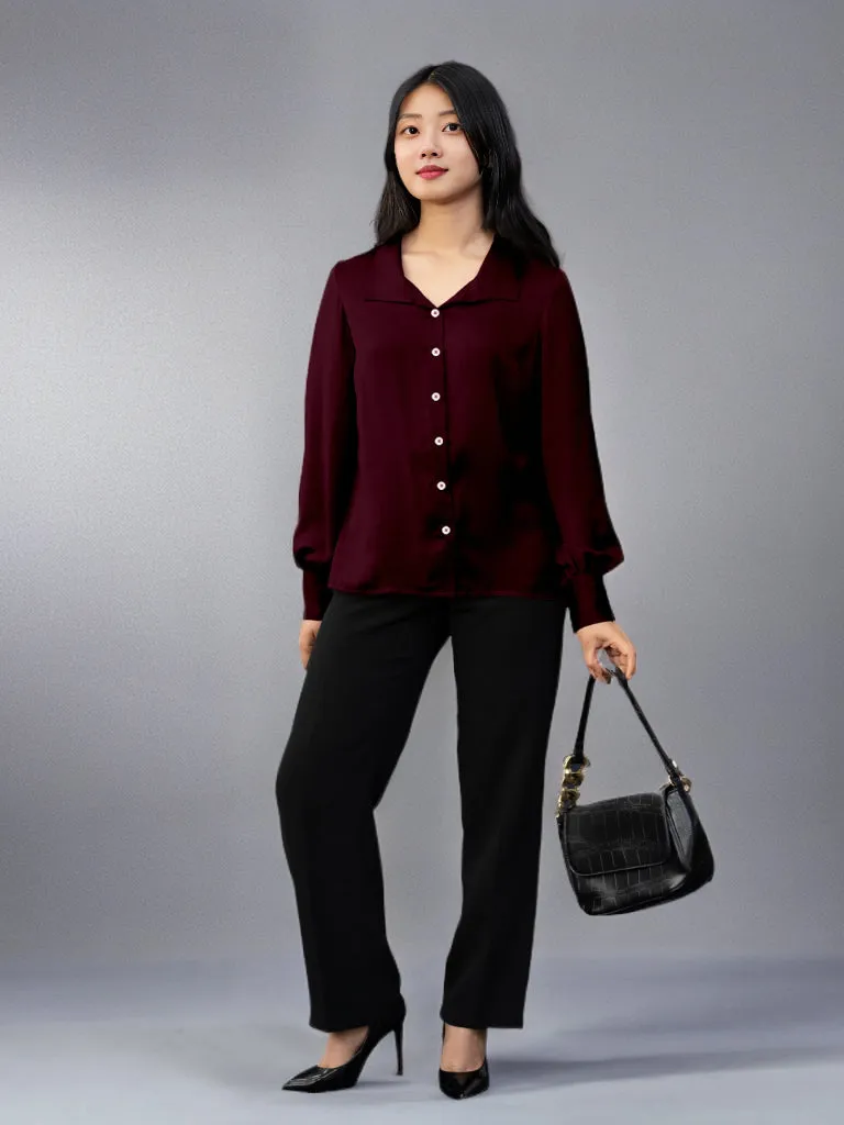 Solid Cranberry Regular Shirt