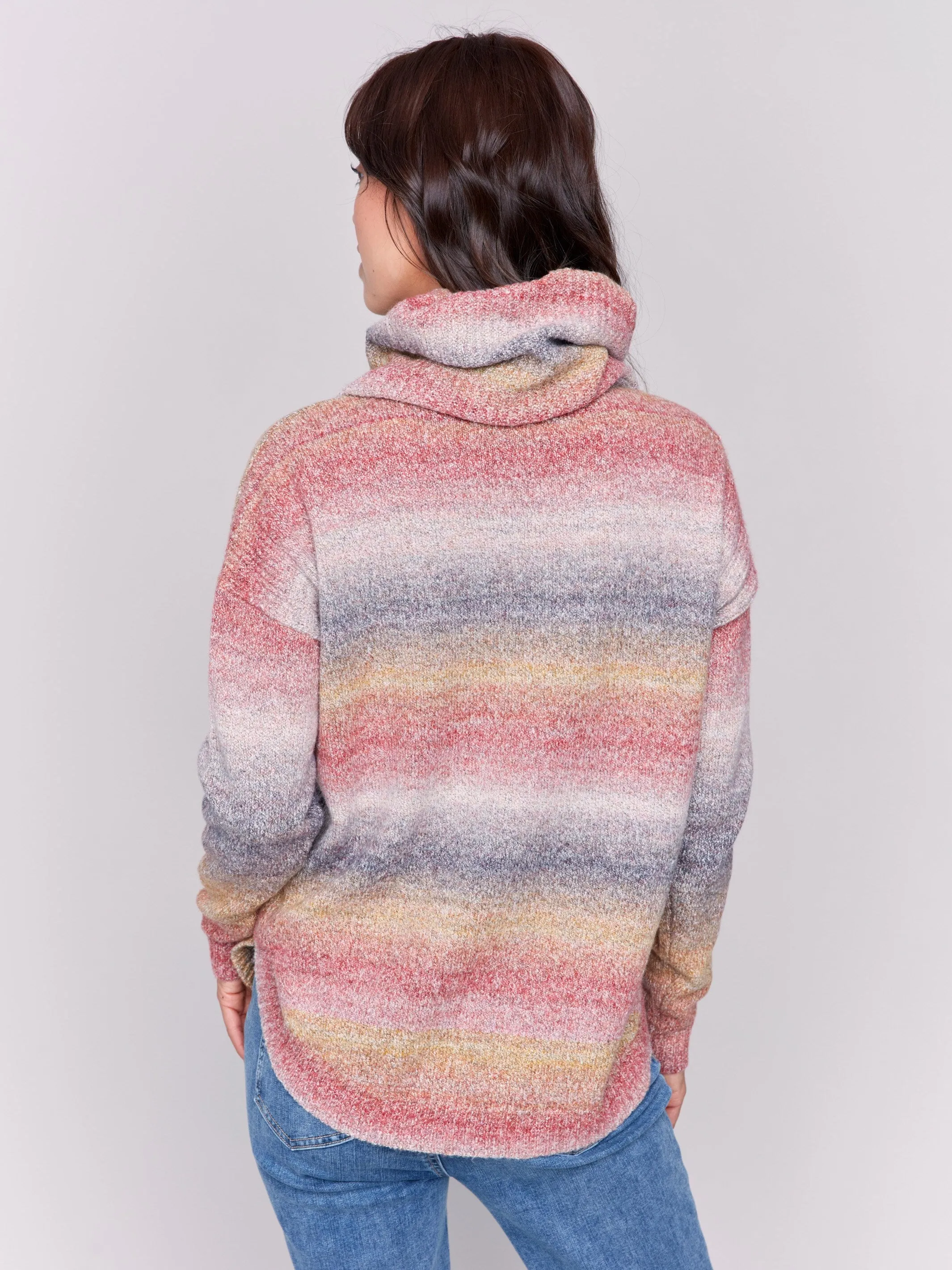 Sweater with Removable Scarf - Pink