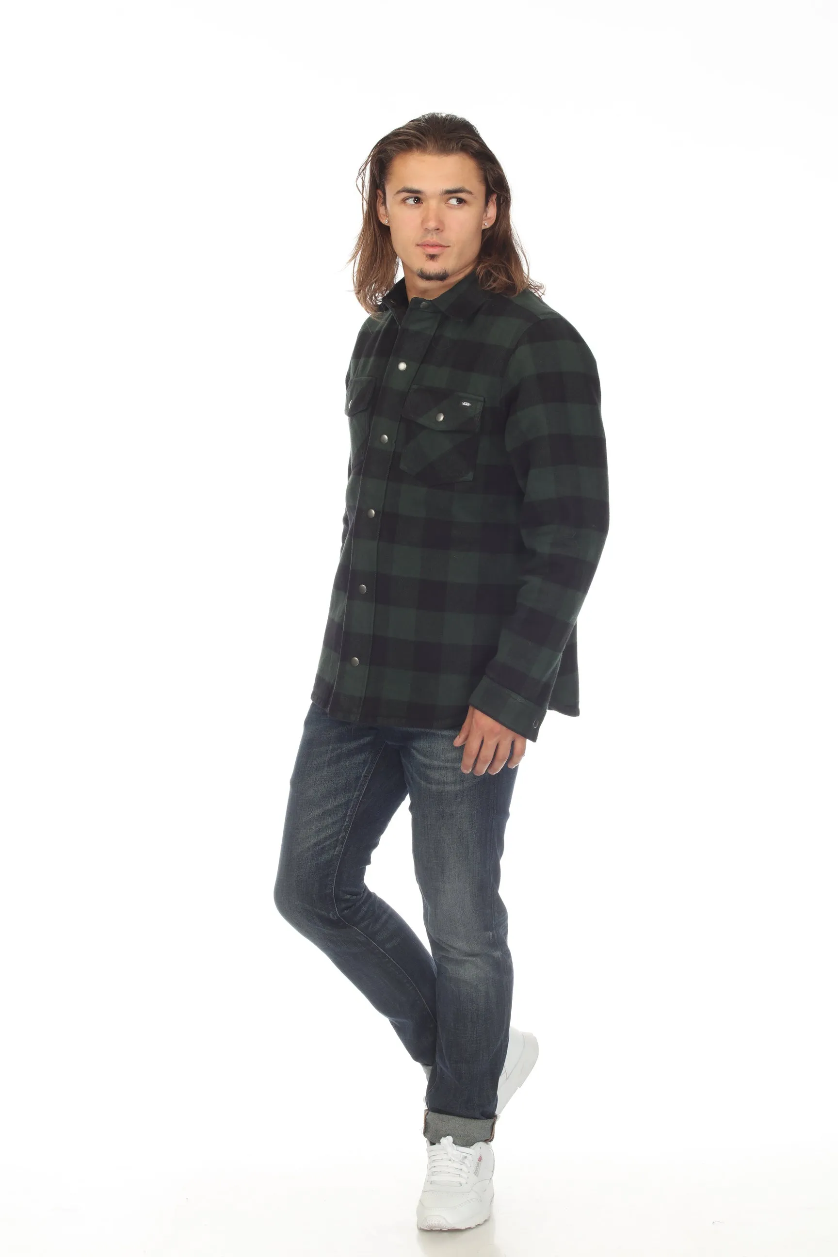 VANS Green/Black Plaid Armstrong Reversible Flannel Chore Coat Jacket VN0A5KLOHNB