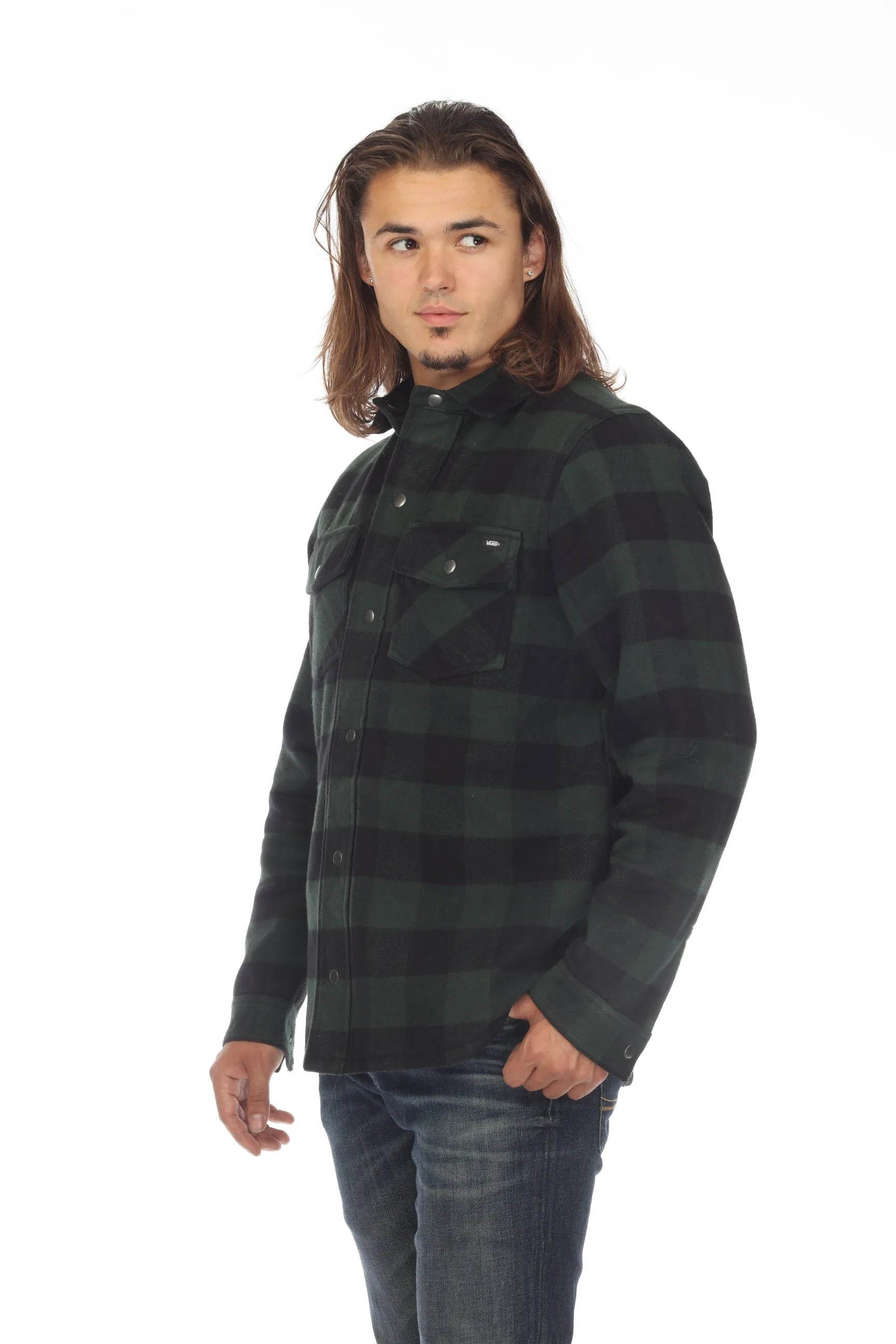 VANS Green/Black Plaid Armstrong Reversible Flannel Chore Coat Jacket VN0A5KLOHNB