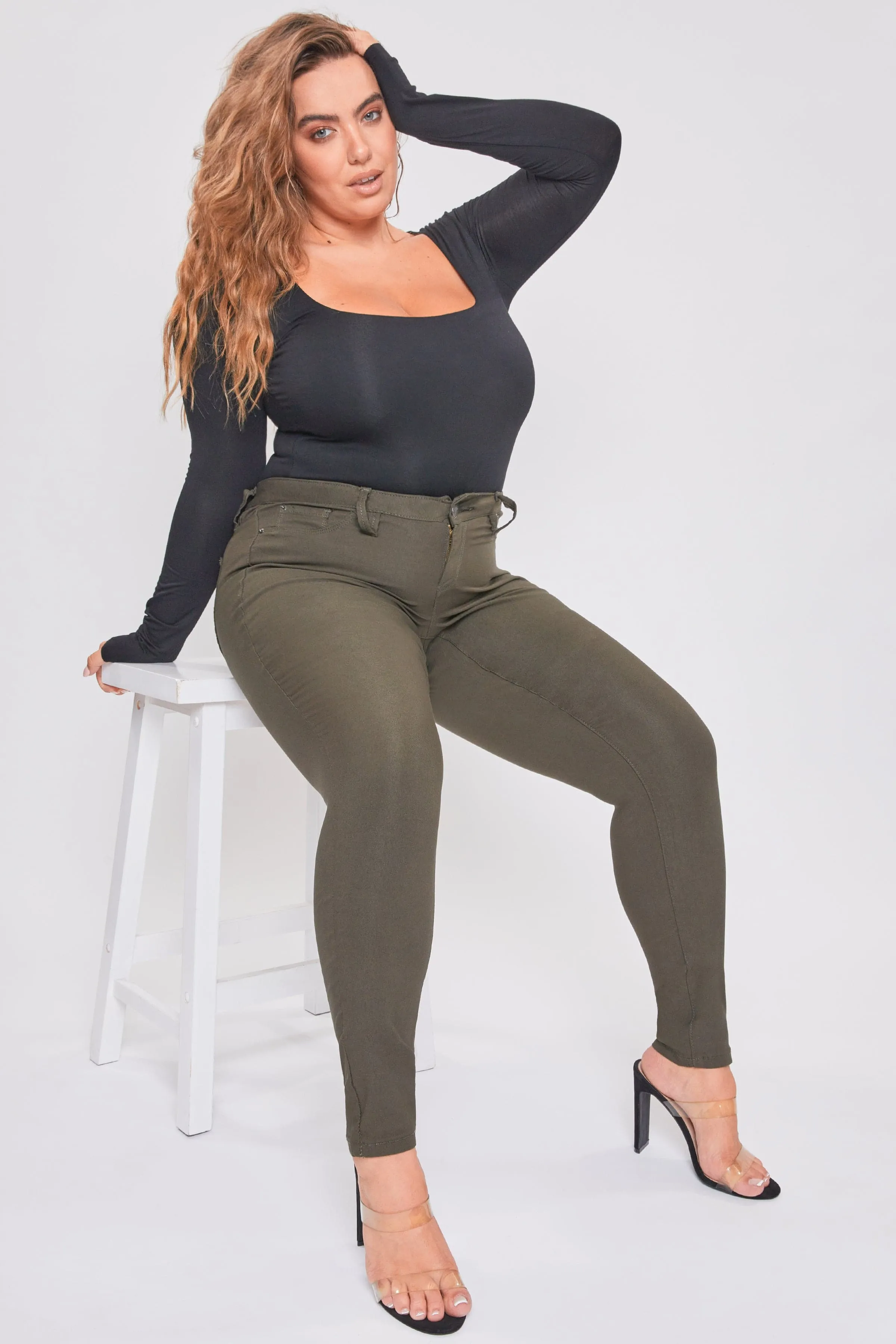 Women's Plus Size Hyperstretch Skinny Jeans, Dark Olive