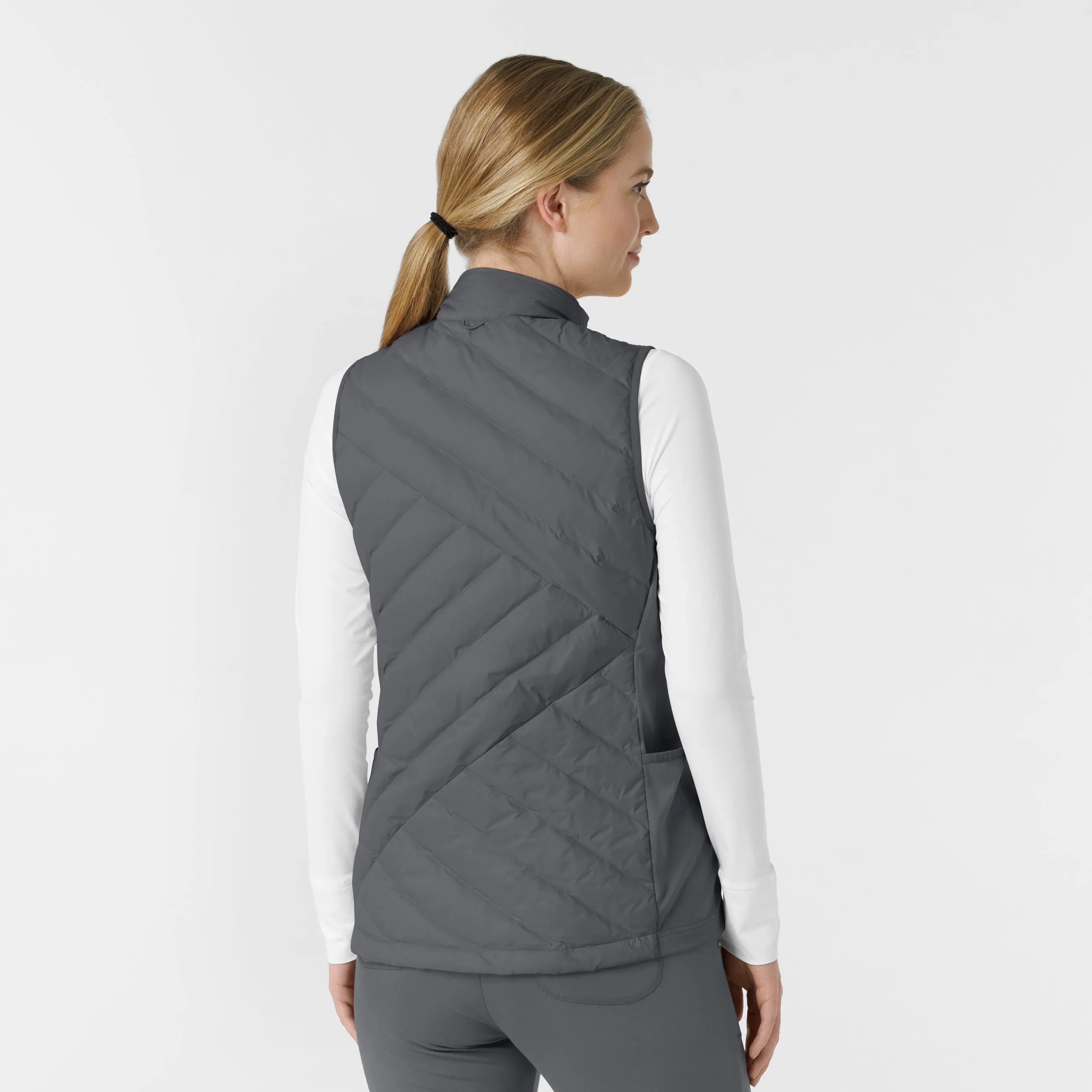 Women's Quilted Scrub Vest - Pewter