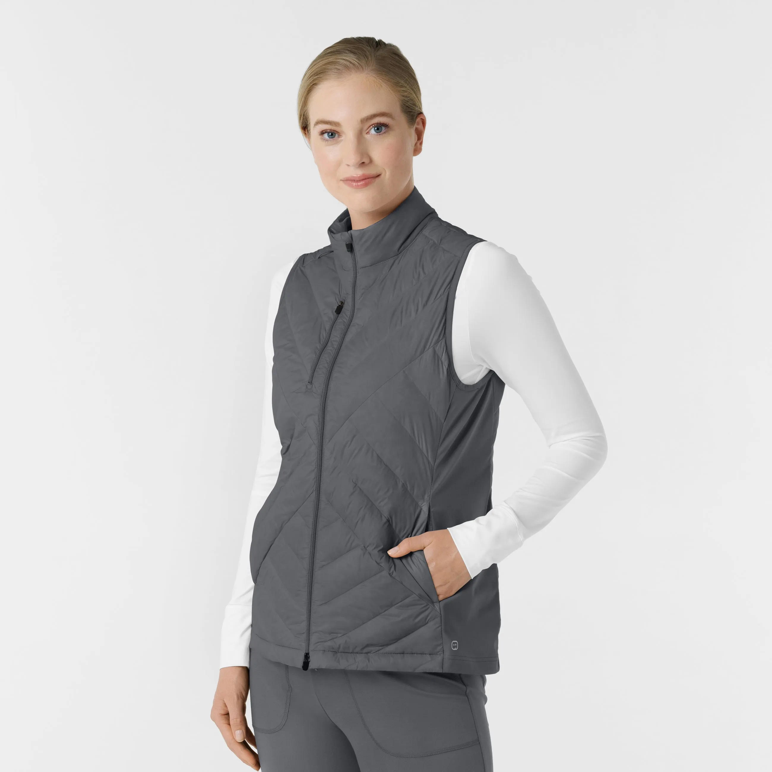 Women's Quilted Scrub Vest - Pewter