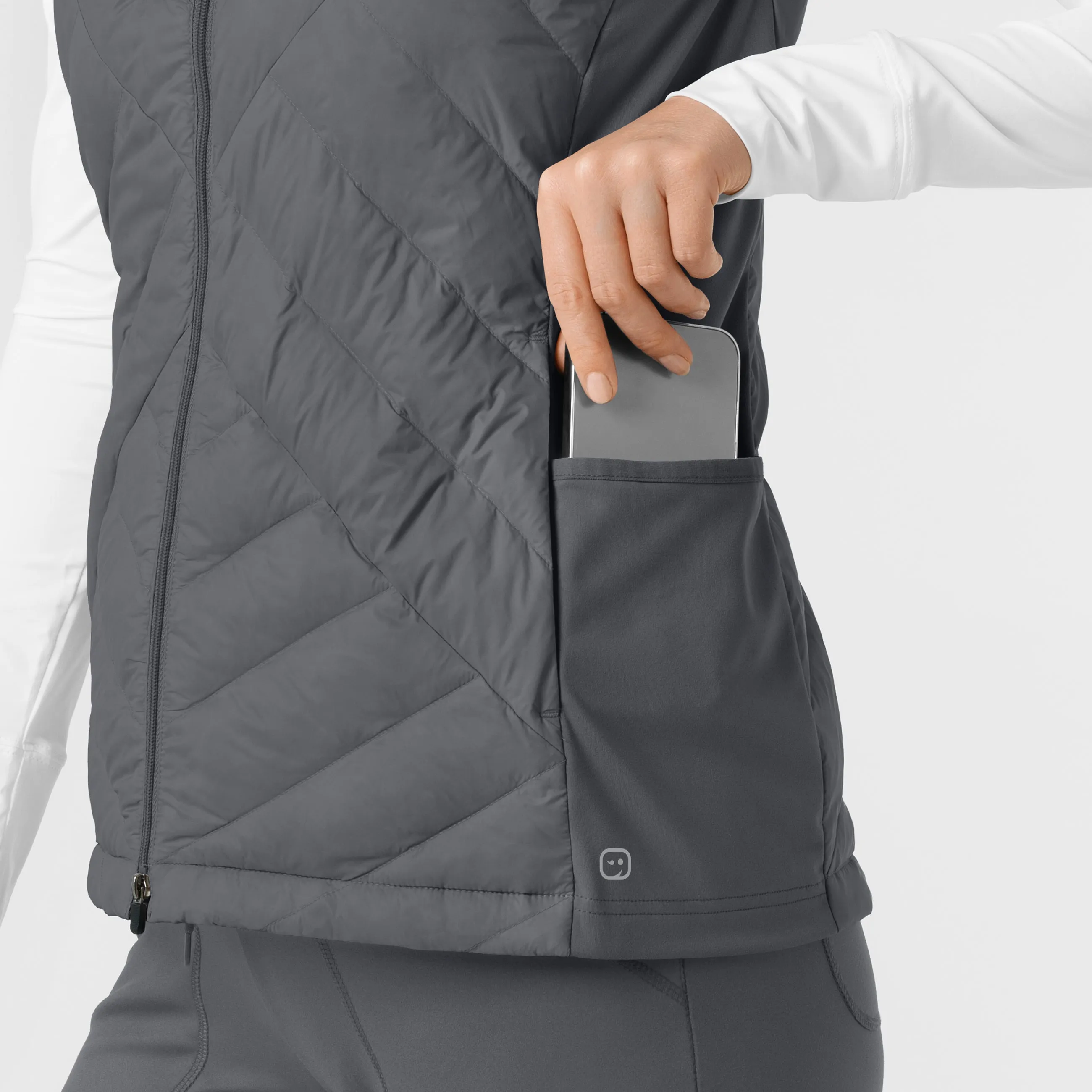 Women's Quilted Scrub Vest - Pewter