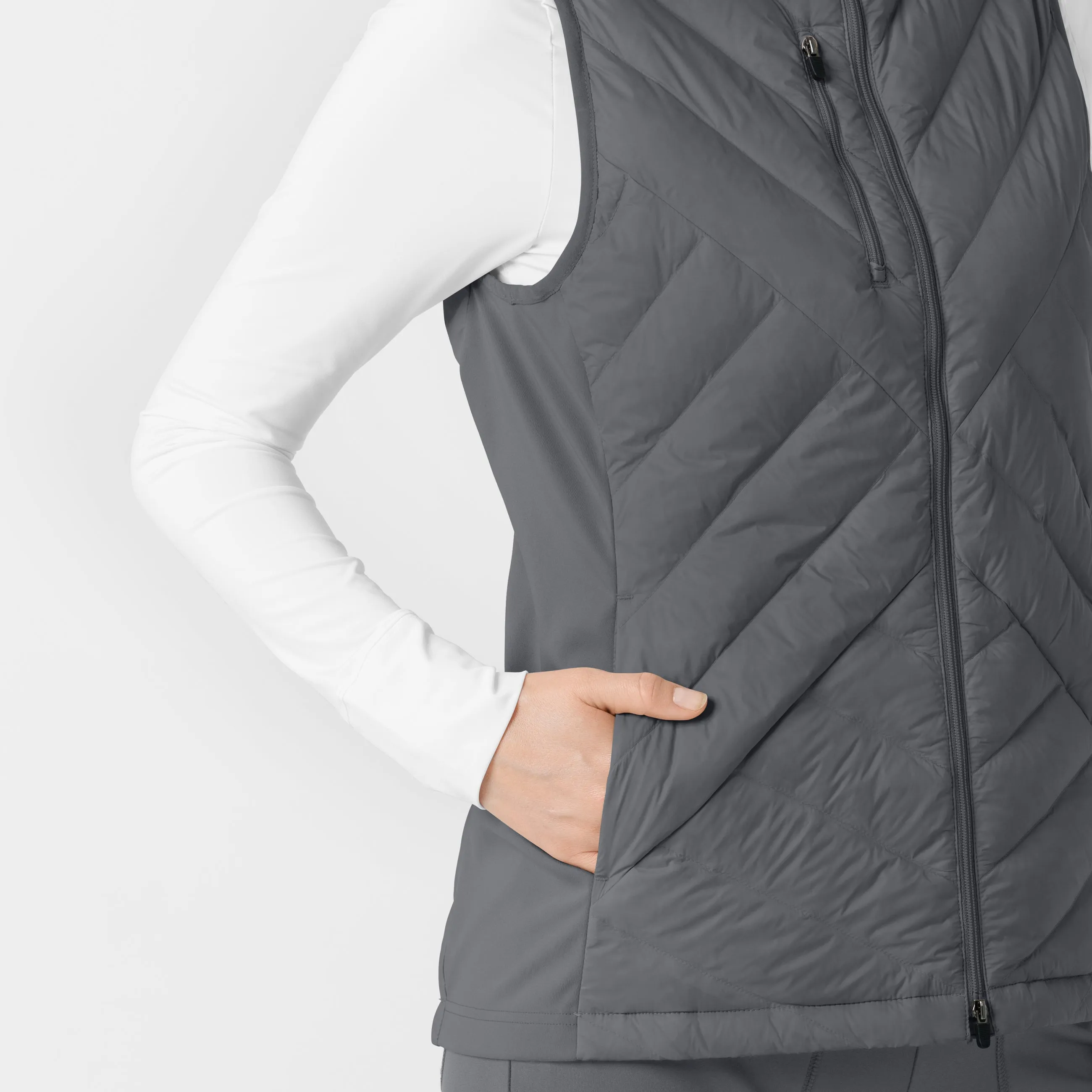 Women's Quilted Scrub Vest - Pewter