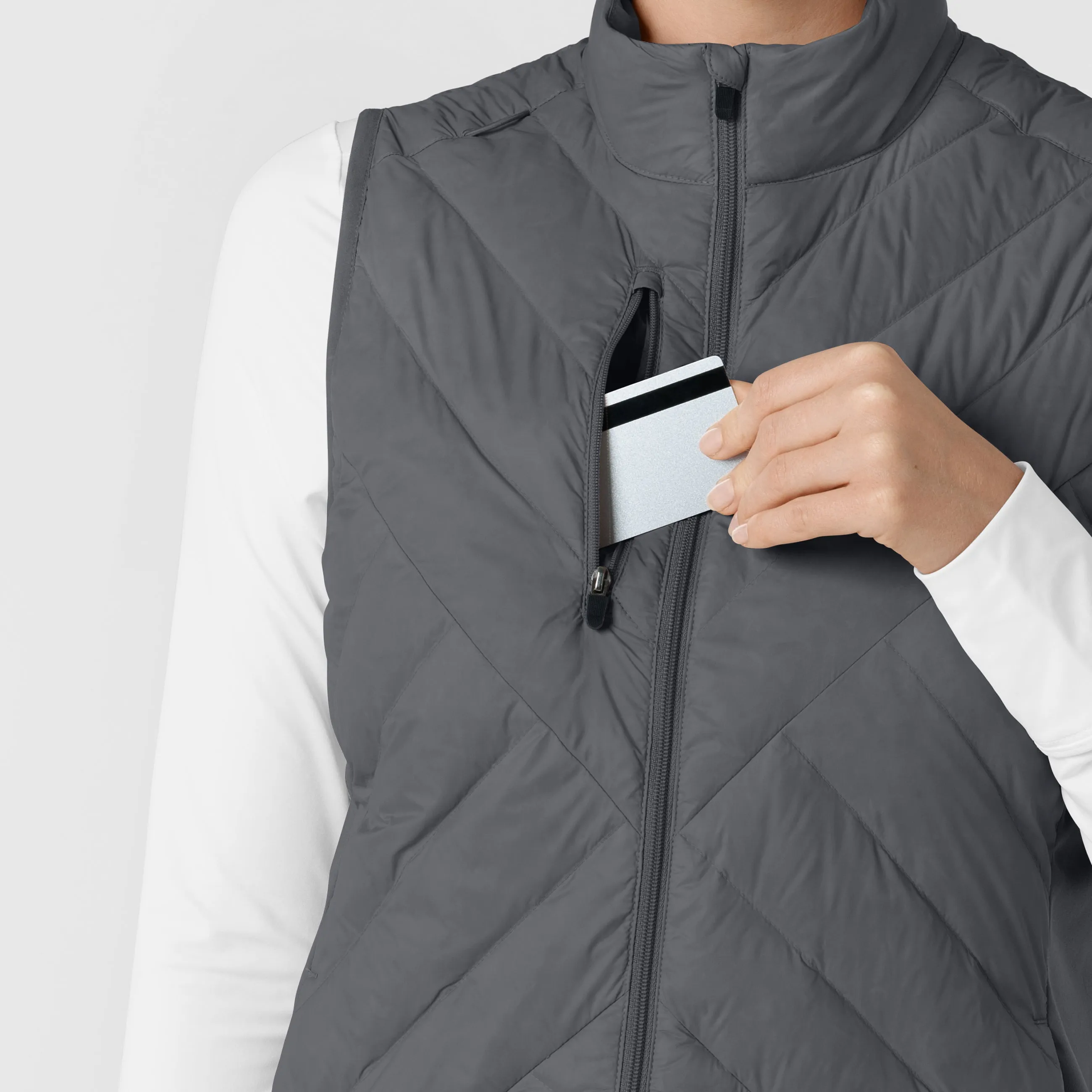 Women's Quilted Scrub Vest - Pewter