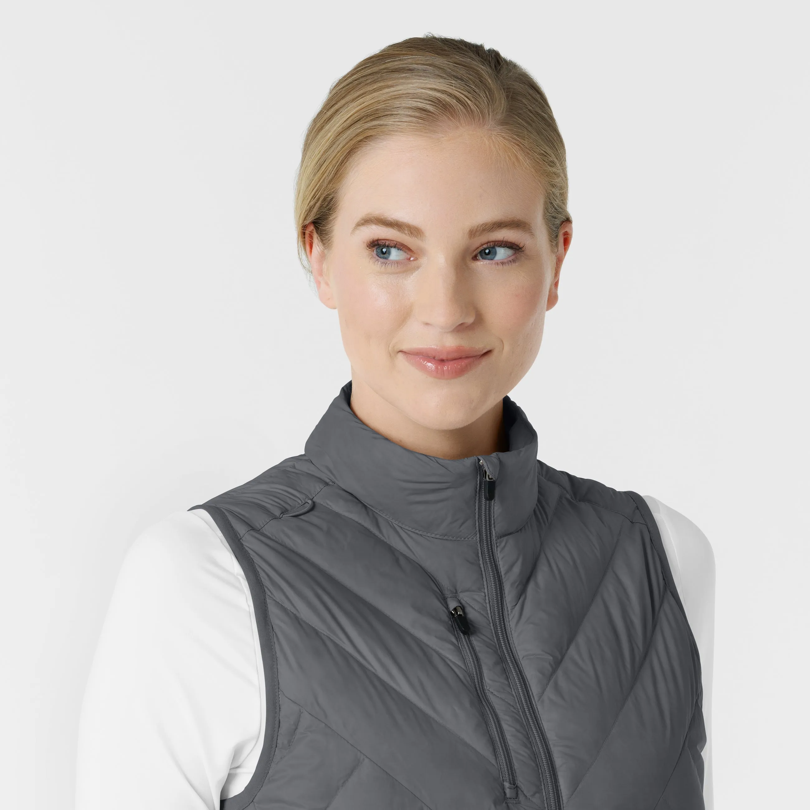 Women's Quilted Scrub Vest - Pewter