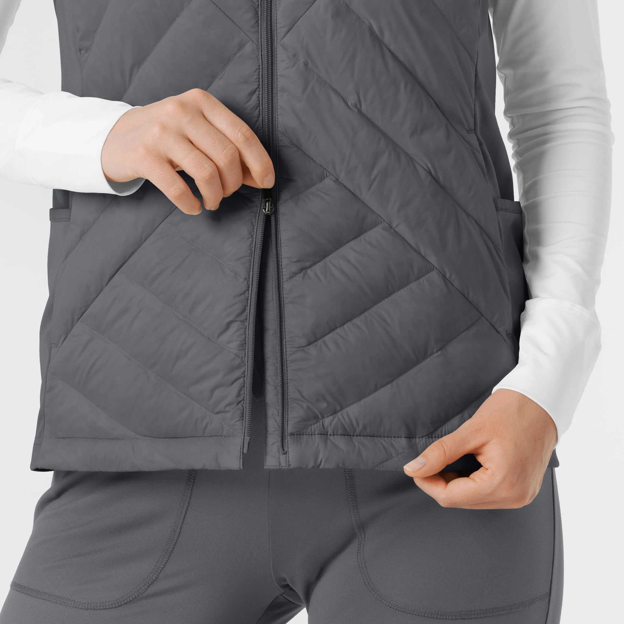 Women's Quilted Scrub Vest - Pewter