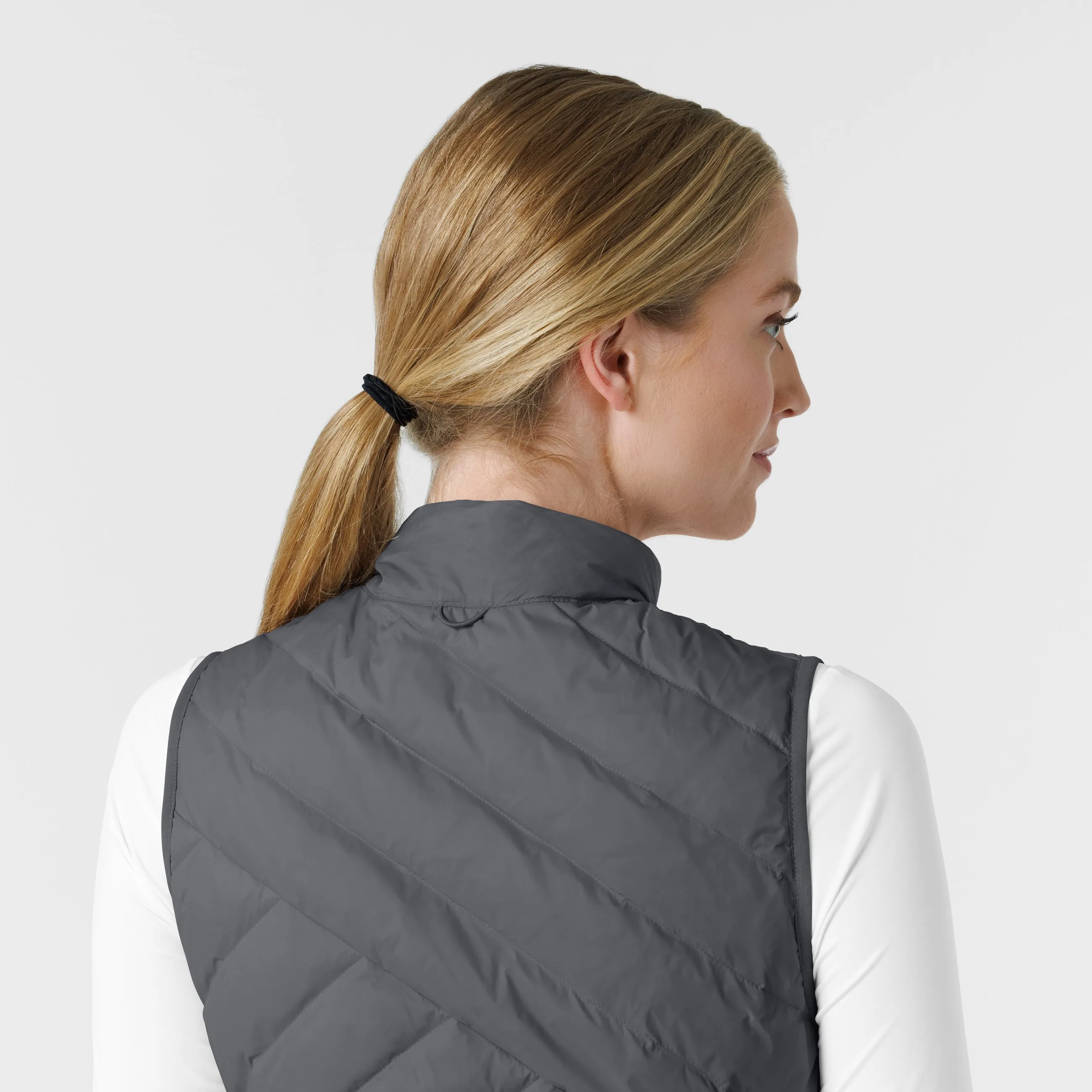 Women's Quilted Scrub Vest - Pewter